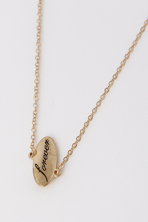 Forever Cursive Writing Oval Pendant Necklace 5DBH3